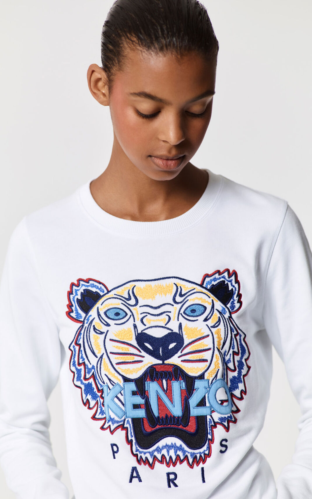 Kenzo Tiger Sweatshirt White For Womens 5396XARCS